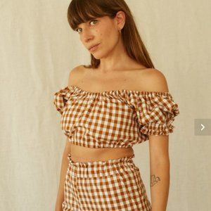 Lykke Wullf Copper Gingham Clementine Top